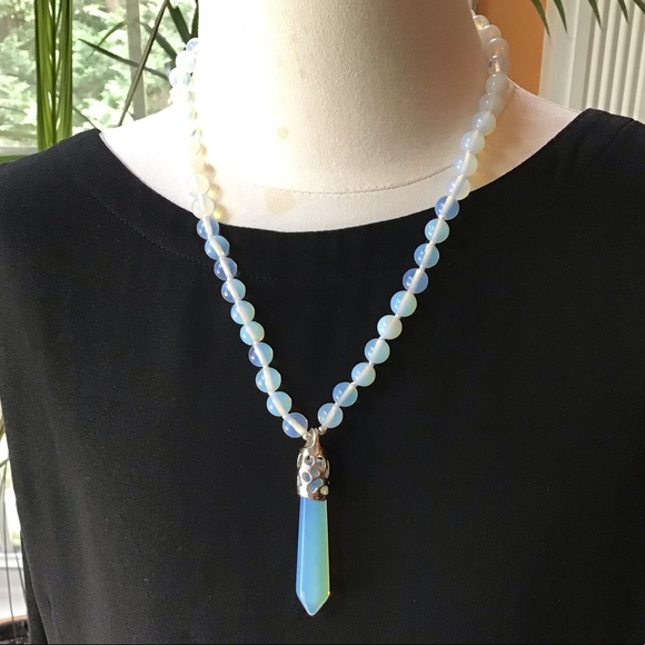 Jewelry - Boho Natural Opalite Pendant STATEMENT NECKLACE